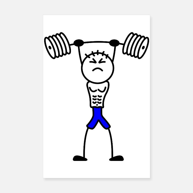 Stickmen muscle bodybuilding force railing Poster 8" x 12" (20x30 cm)