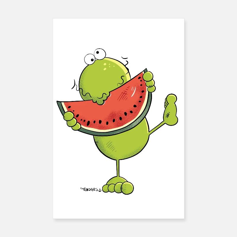 Grenouille à la pastèque - Grenouilles - Fruits Poster 20 x 30 cm