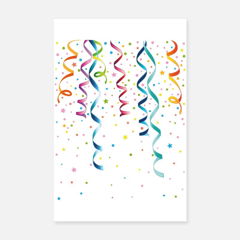 Silvester. Bunte Luftschlangen mit Konfetti. Poster 20x30 cm