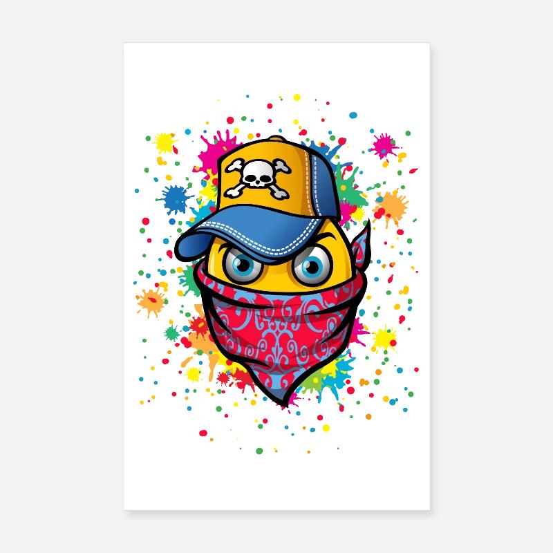 Mask and graffitis - Poster 8" x 12" (20x30 cm) - white