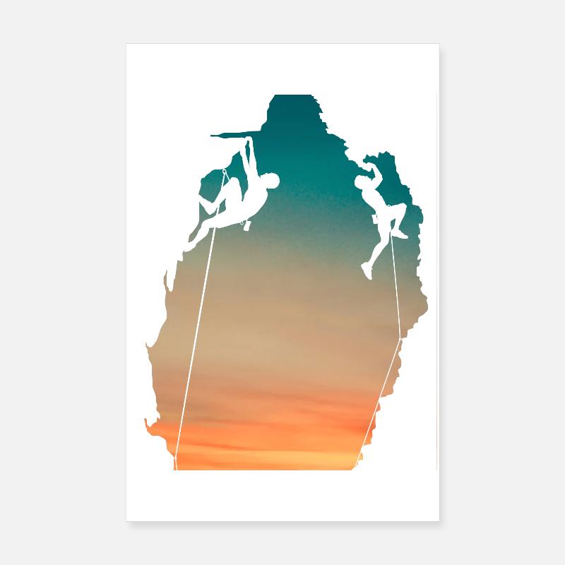 Couchersoleil falaise grimpeurs Poster 20 x 30 cm