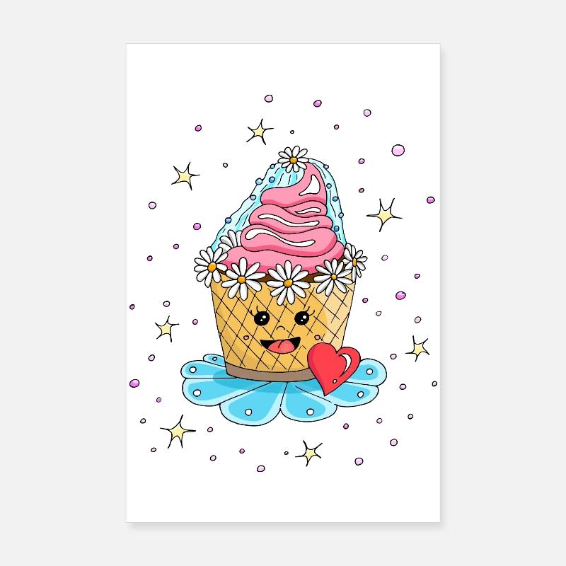 Cupcake Muffin Cake comme mariée Poster 20 x 30 cm