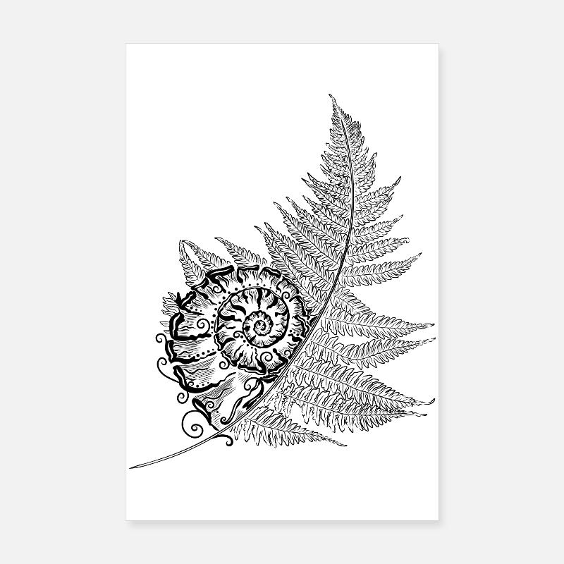 Fern Snail Shell Fern Leaf Autumn Poster 8" x 12" (20x30 cm)