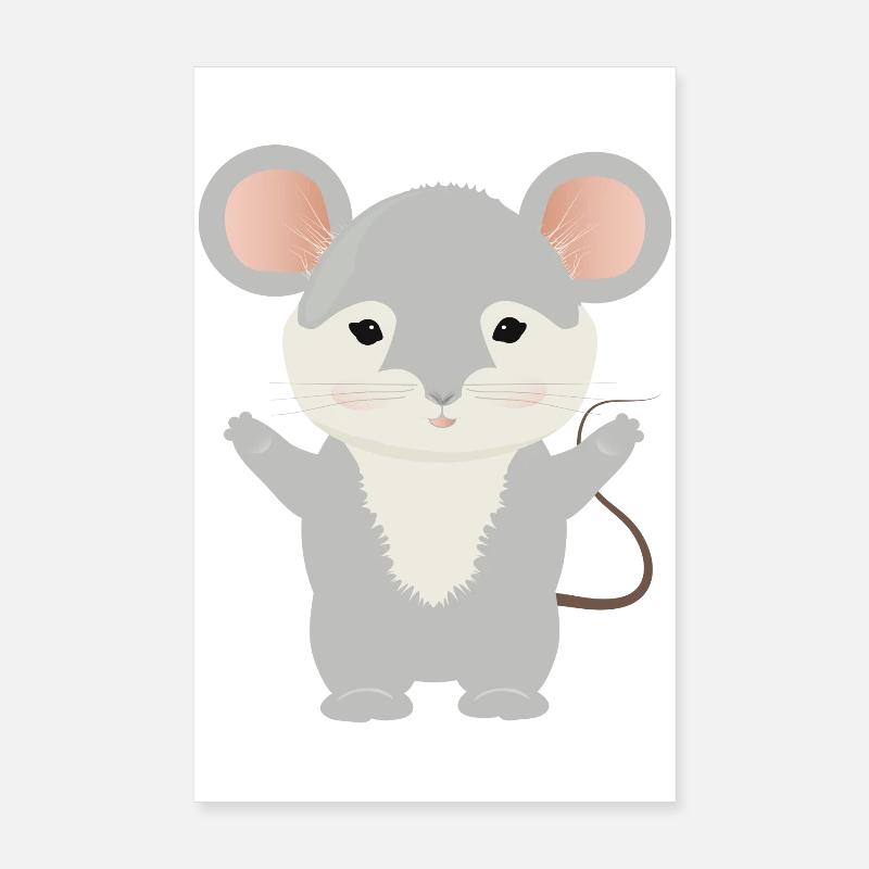 kleine putzige Maus mit grauem Fell Poster 20x30 cm