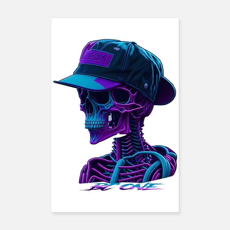 Skelett mit Kappe Poster 20x30 cm