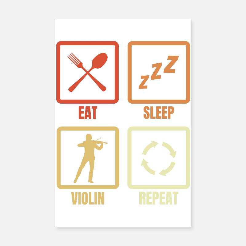 Manger Sommeil Violon Répéter Poster 20 x 30 cm