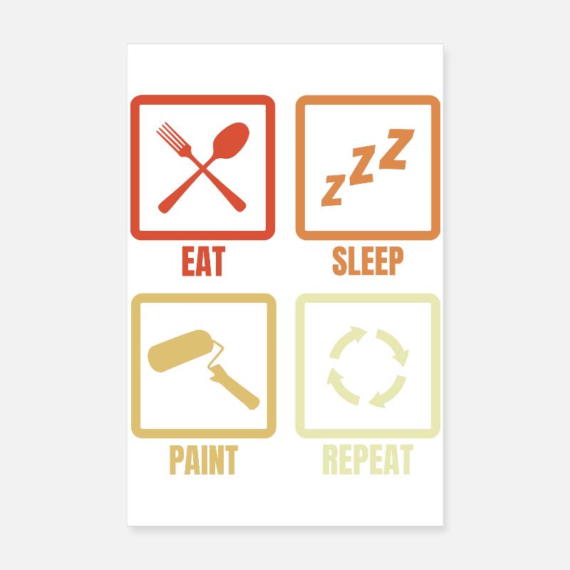 Eat Sleep Paint Repeat Poster 20x30 cm