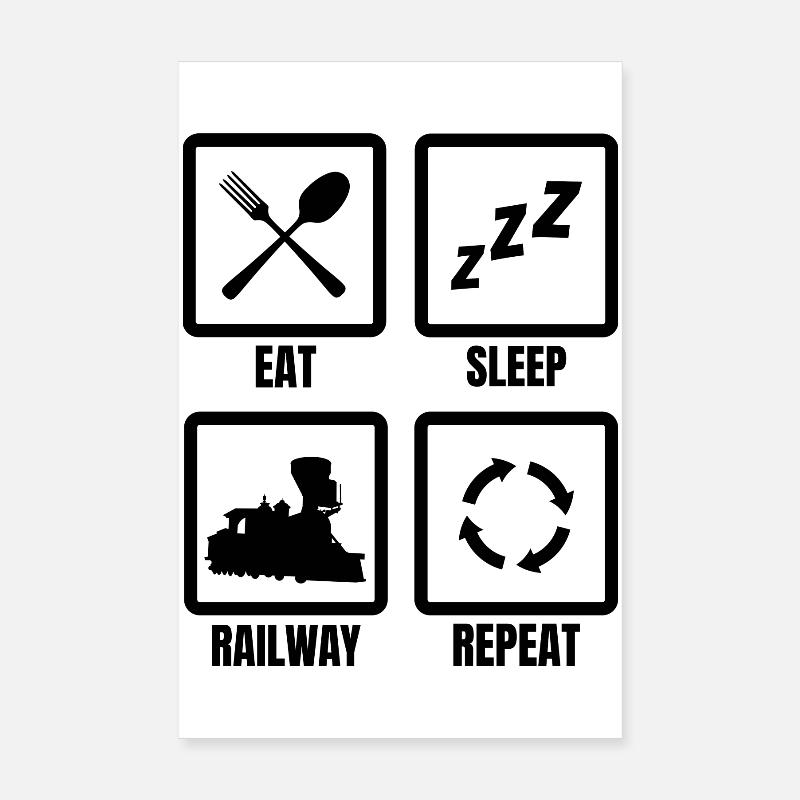 Routine des amoureux du chemin de fer - Poster 20 x 30 cm - blanc