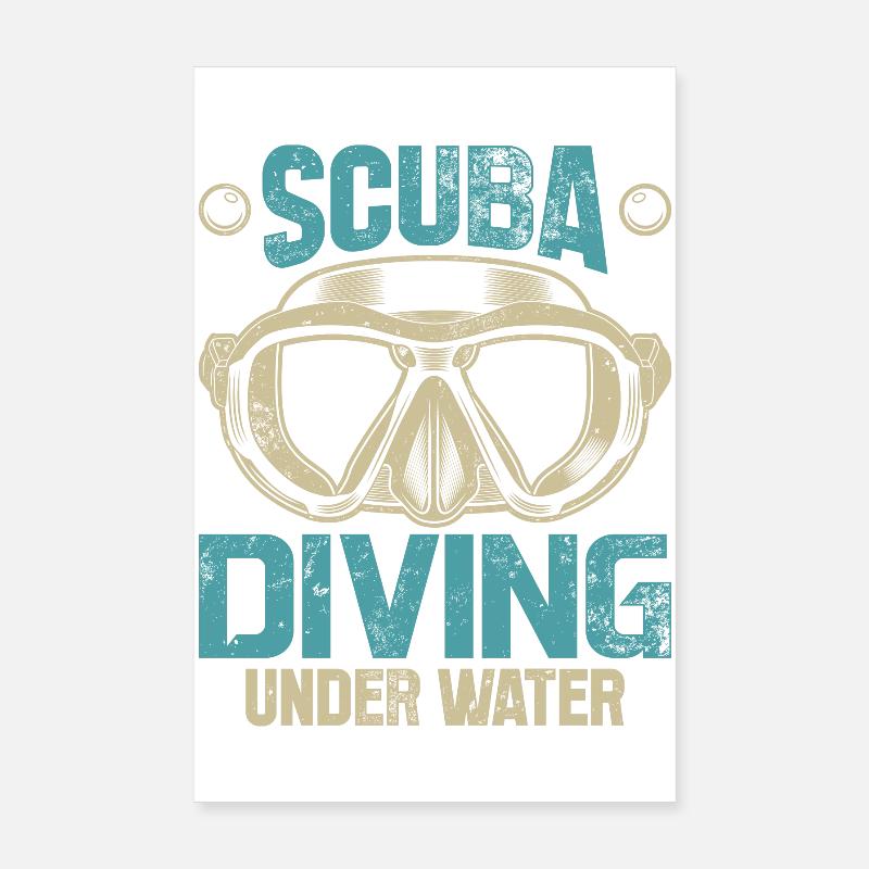 Scuba Diving Under Water Icon Tee Poster 8" x 12" (20x30 cm)