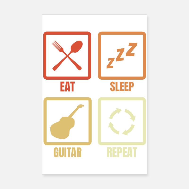 Eat Sleep Guitar Repeat Poster 20x30 cm