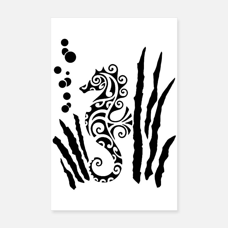 Schwarzes Stammes-Seepferdchen Poster 20x30 cm