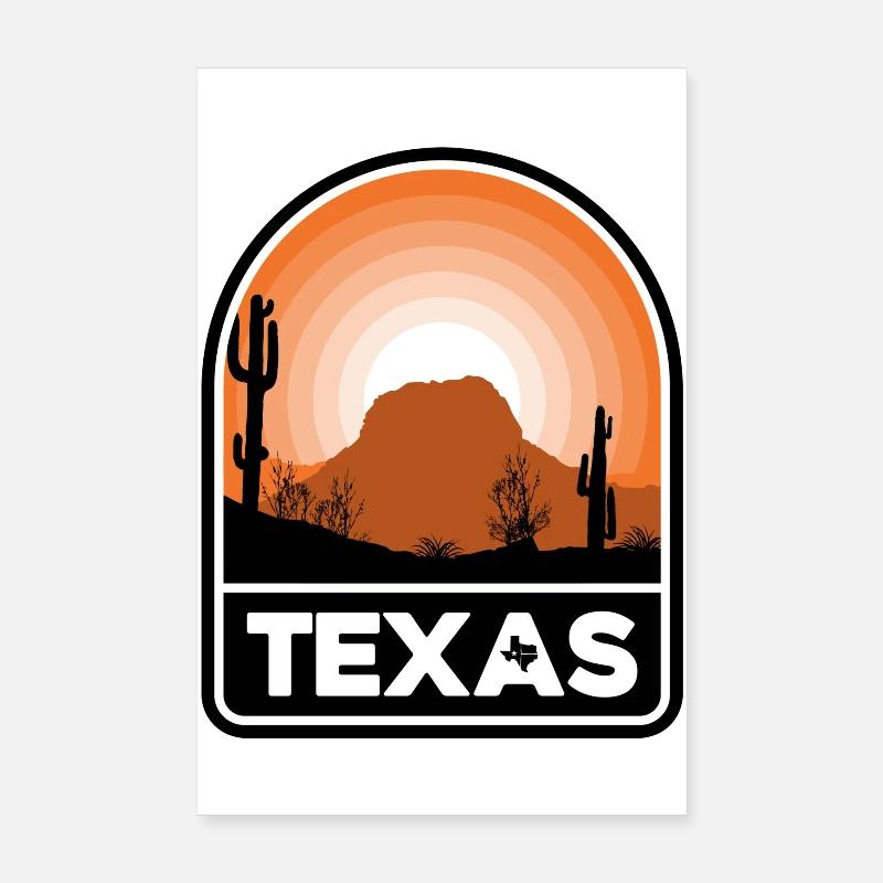 Texas Desert Sunset Emblem Poster 20x30 cm