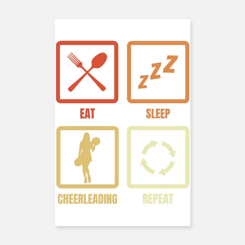 Manger, dormir, faire du cheerleading, répéter Poster 20 x 30 cm
