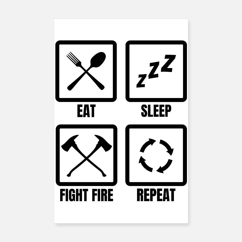 Firefighter Daily Routine Poster 8" x 12" (20x30 cm)
