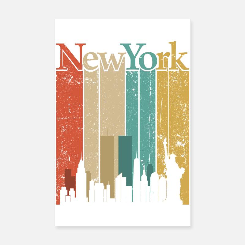 Rayures rétro New York Skyline Poster 20 x 30 cm