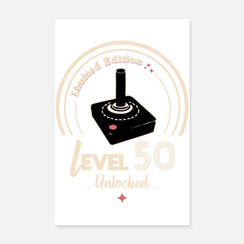 Design Badge Level 50 Retro Console Poster 8" x 12" (20x30 cm)