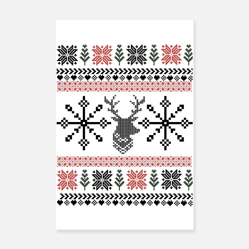 Retro Christmas Pixel Pattern Poster 8" x 12" (20x30 cm)