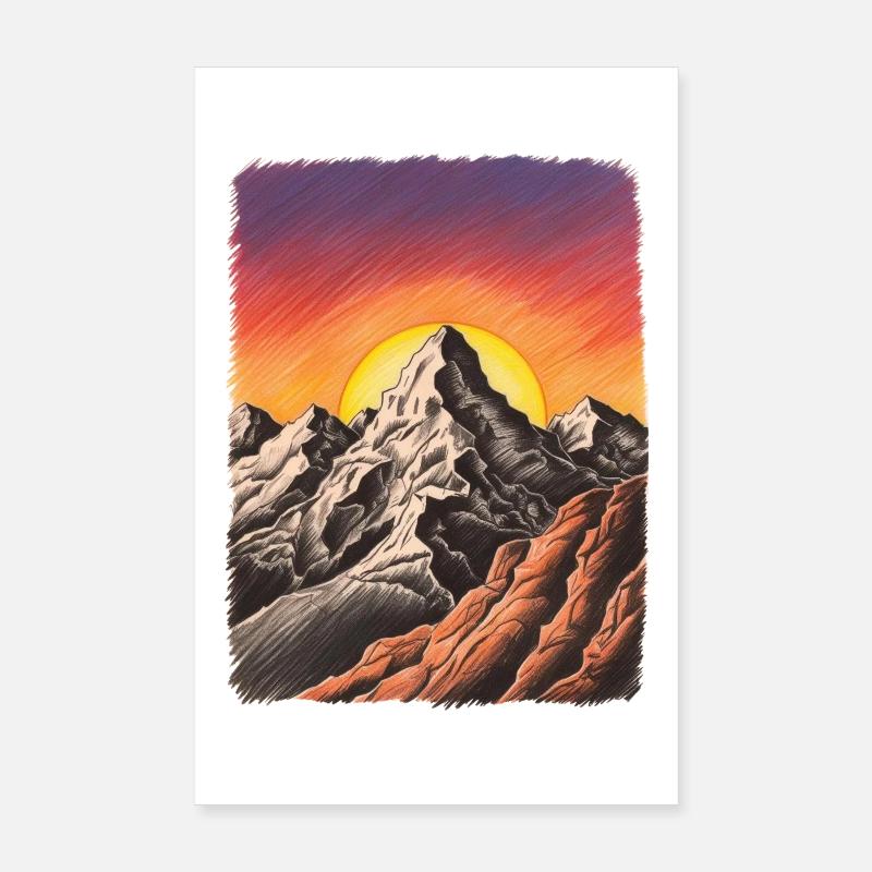 Mountain Sunset Poster 8" x 12" (20x30 cm)