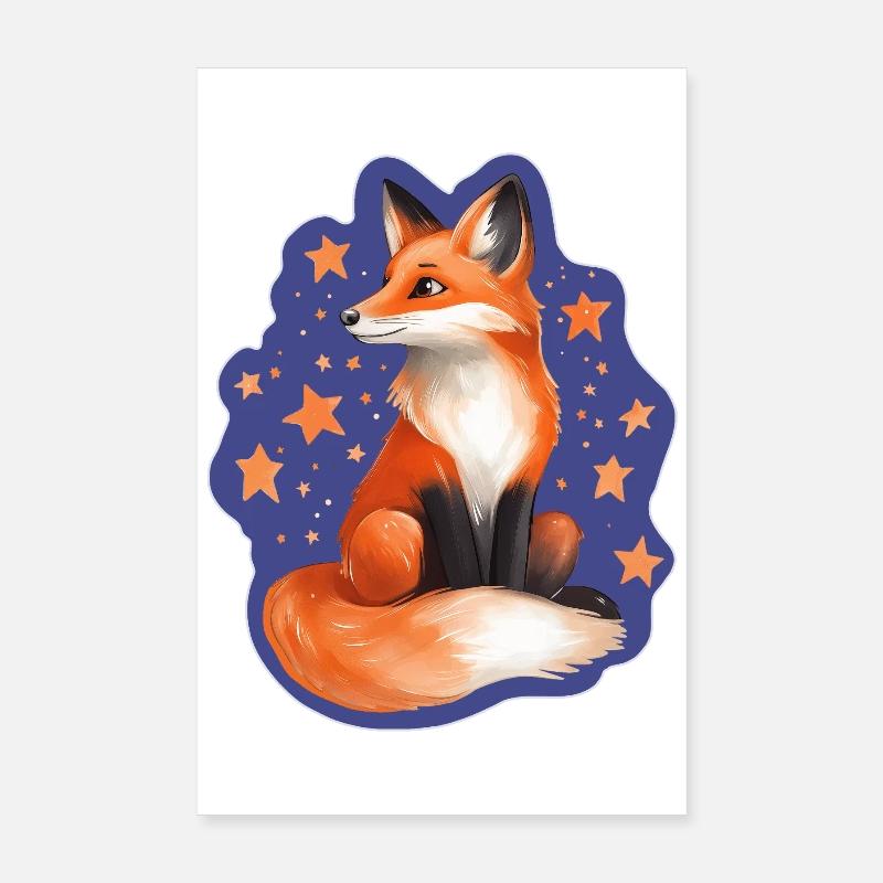 Fuchs und Sterne Poster 20x30 cm