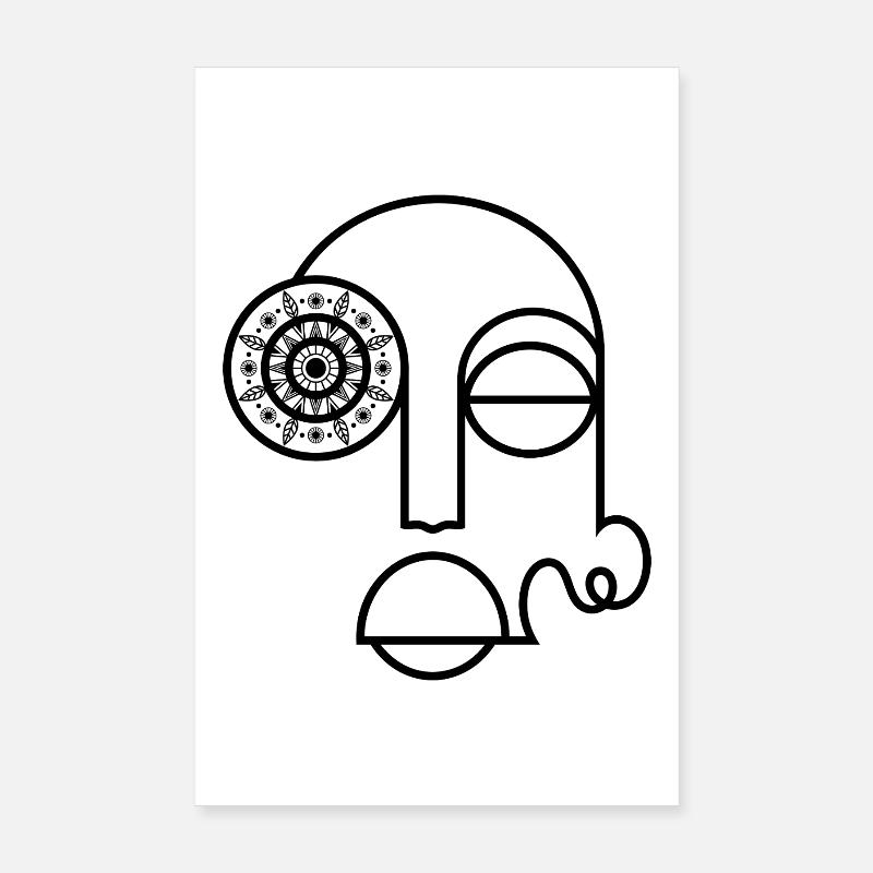 Abstraktes Gesicht / Modernes abstraktes Gesicht - Poster 20x30 cm - Weiß