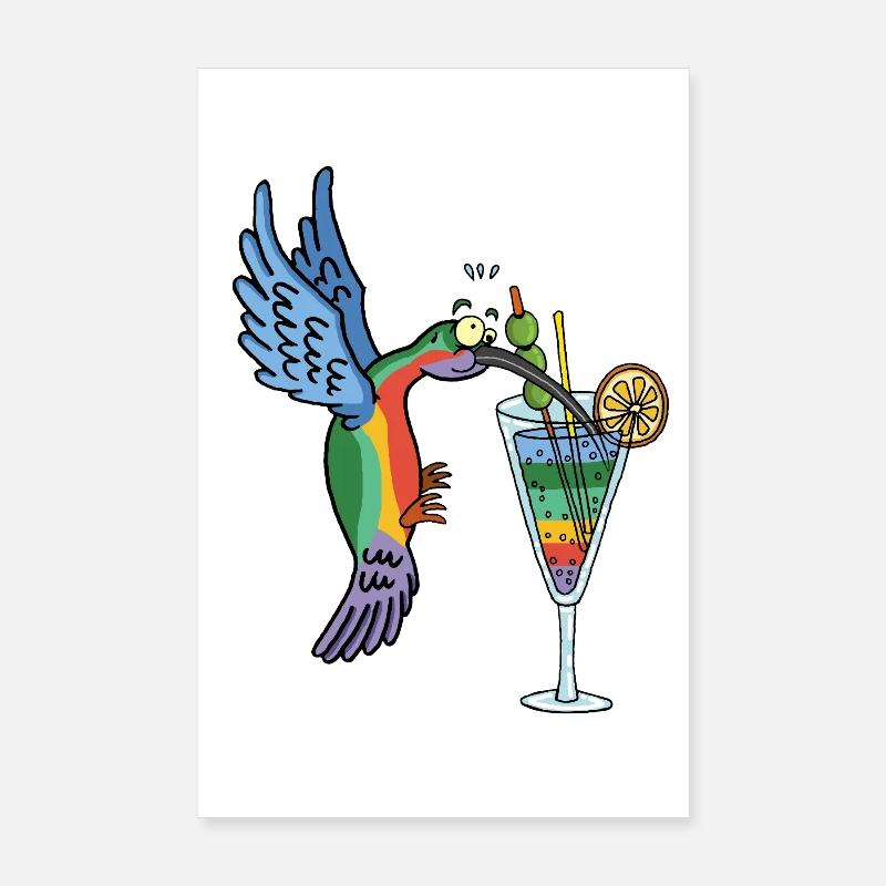 Colibri et cocktail Poster 20 x 30 cm