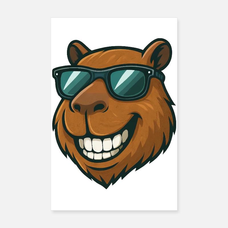 Cool Capybara avec lunettes de soleil Cartoon Joy Poster 20 x 30 cm