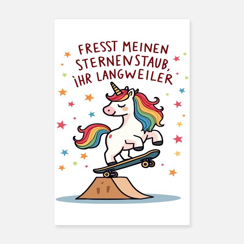Skateboard-Einhorn Poster 20x30 cm