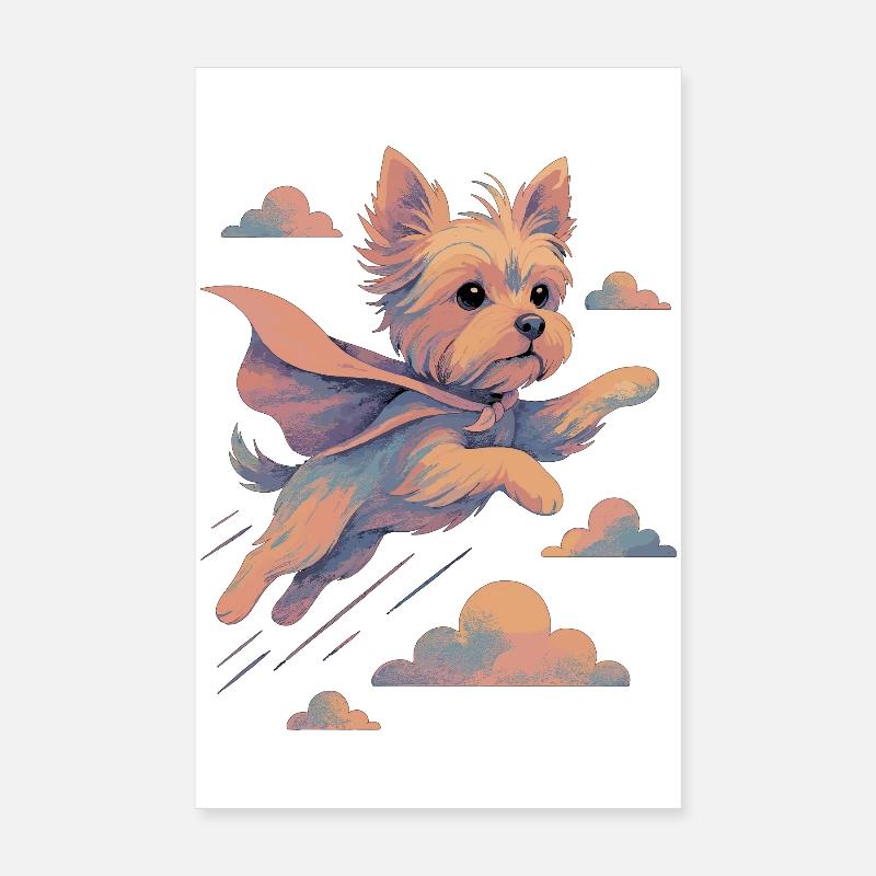 Super Hund Yorkshire Terrier Cape Umhang Geschenk Poster 20x30 cm