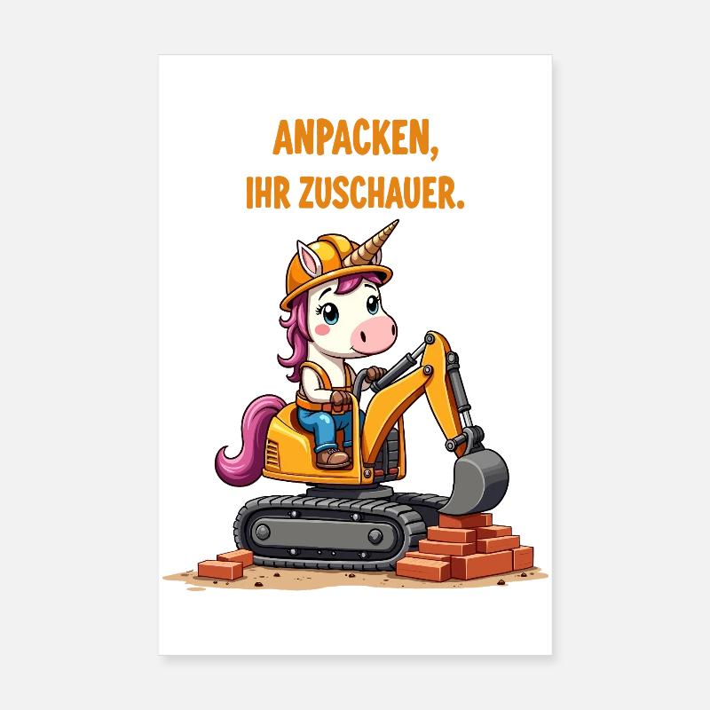 Maître excavatrice licorne Poster 20 x 30 cm