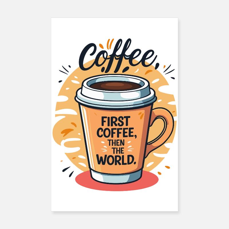 Motivierende Kaffeetasse mit Spruch Poster 20x30 cm