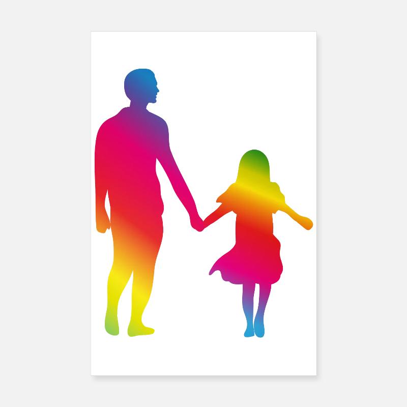 Père et fille main dans la main Poster 20 x 30 cm