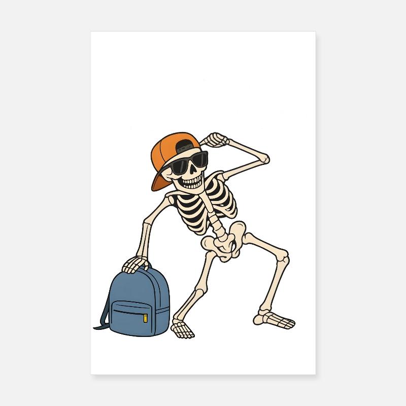 Squelette Cool - Poster 20 x 30 cm - blanc