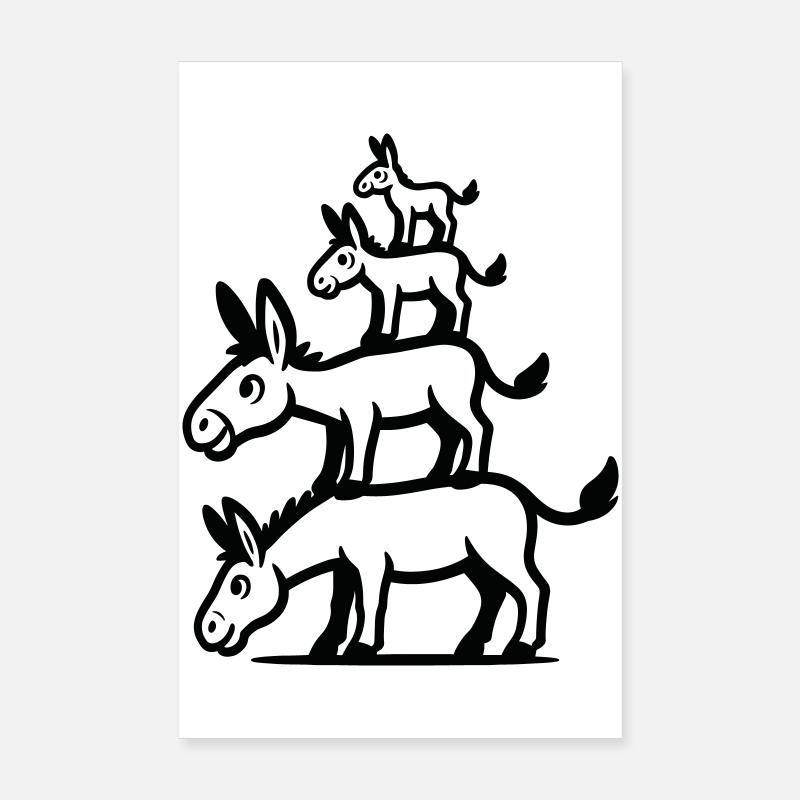 Fabuleuse famille d’ânes mignons Poster 20 x 30 cm