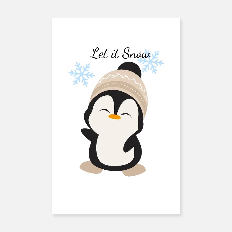 Cuddly Penguin Winter Magic Poster 8" x 12" (20x30 cm)