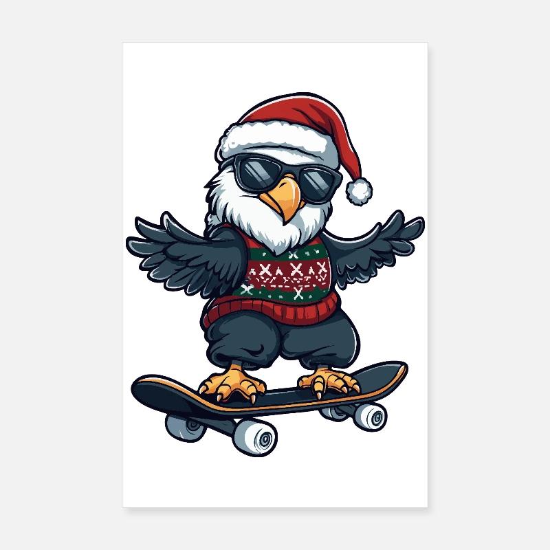 Aigle Noël Drôle Poster 20 x 30 cm