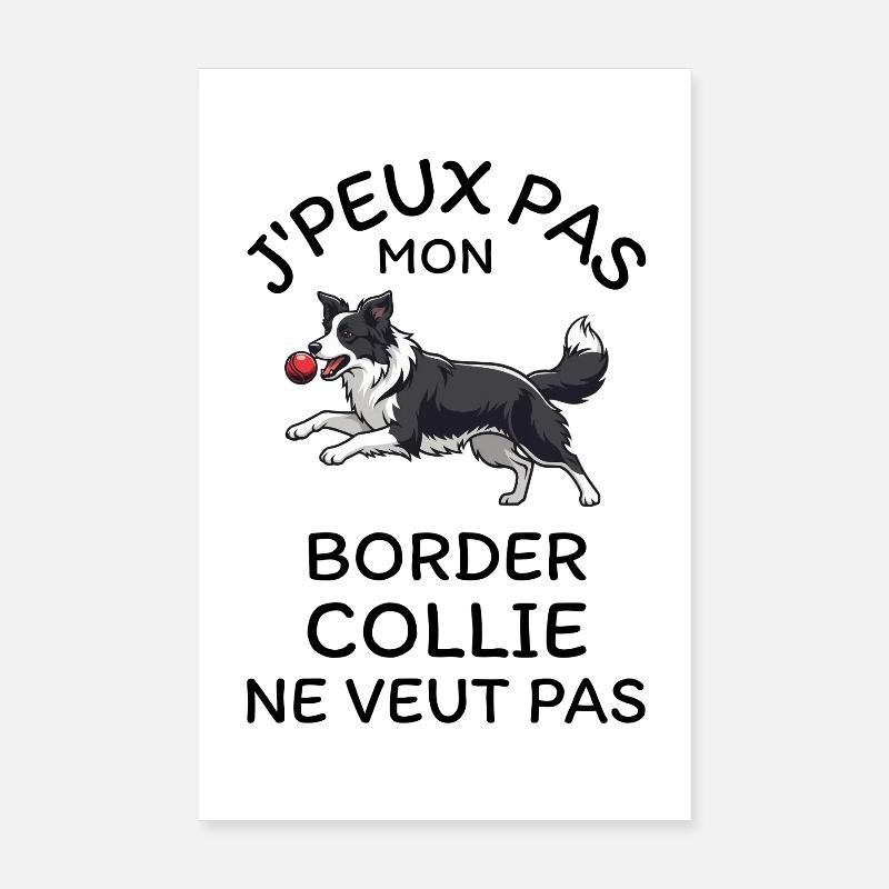 Chiot Border Collie Ball Poster 20 x 30 cm