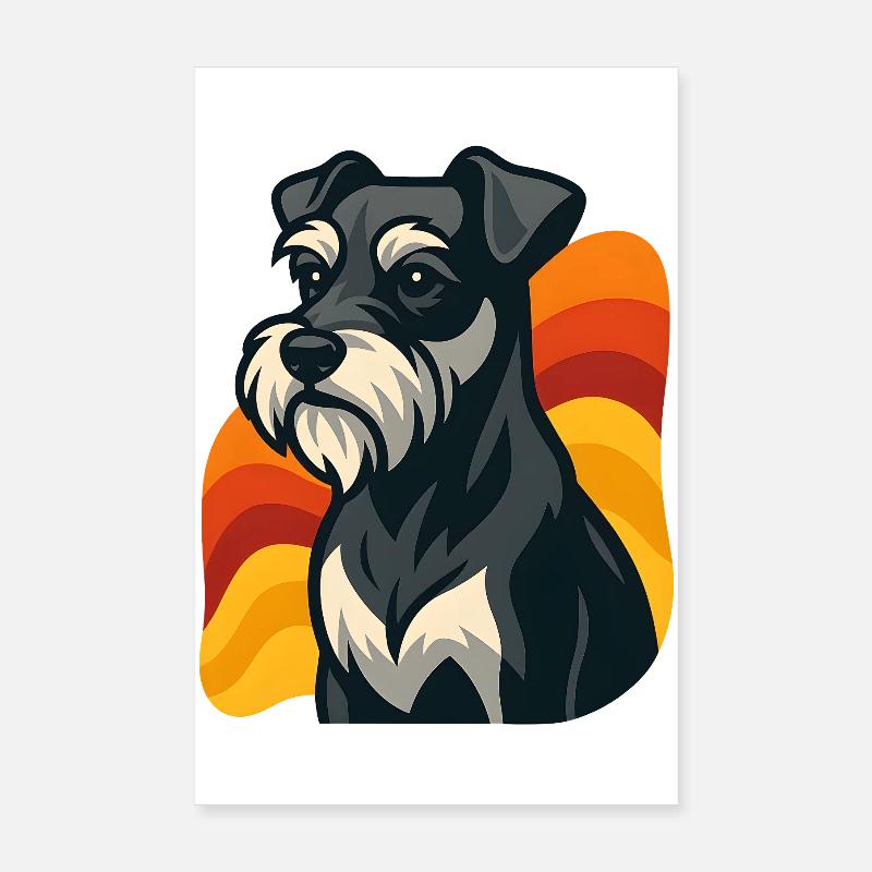 Chien schnauzer miniature au coucher du soleil Poster 20 x 30 cm