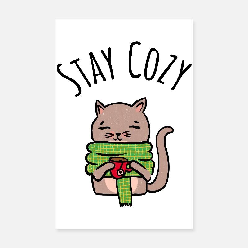 Chaton câlin avec écharpe verte Pull de Noël Poster 20 x 30 cm