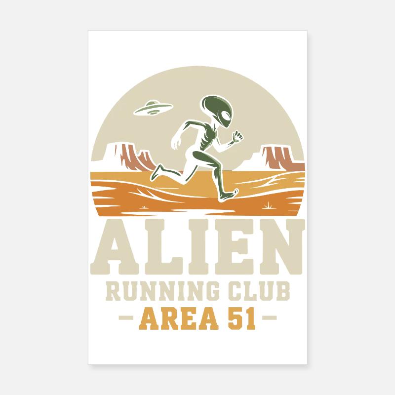Funny Area 51 Alien OVNI Running Runner Poster 20 x 30 cm