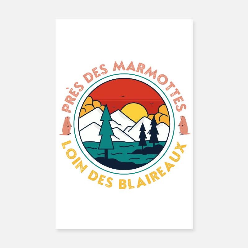 Sunset Mountain Pine Lake - Poster 20x30 cm - Weiß
