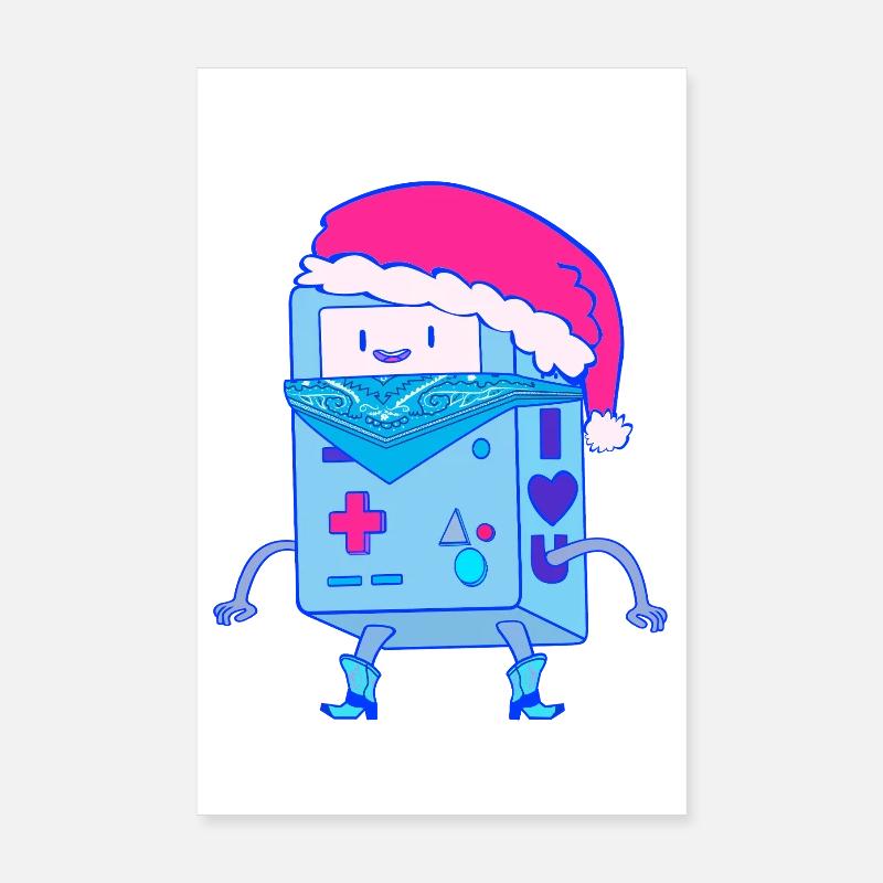 Kawaii Christmas Robot Santa Bot Poster 8" x 12" (20x30 cm)