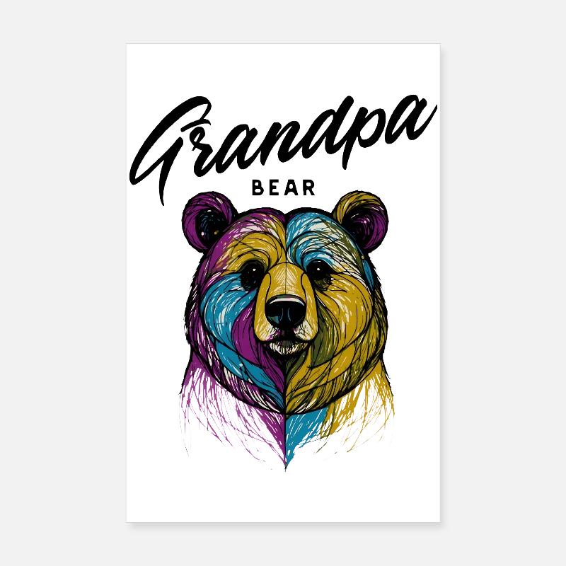 Ourse Arc-en-Ciel Split Grandpa Bear Poster 20 x 30 cm