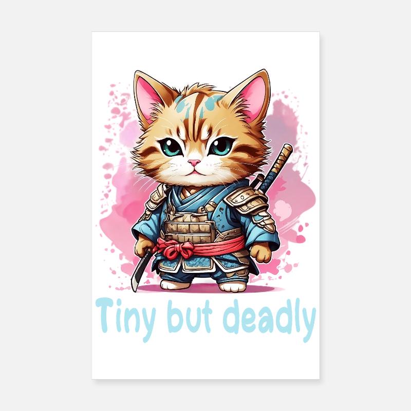 Japanese Kawaii Ninja Cat Poster 8" x 12" (20x30 cm)