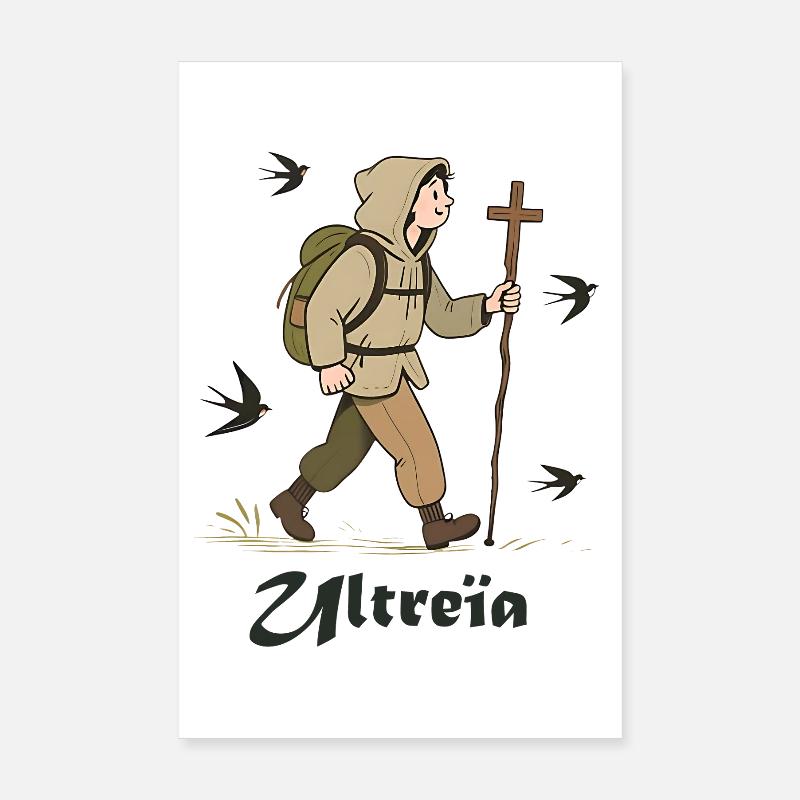 Pilgerwanderer nach Compostela, ultreïa Poster 20x30 cm