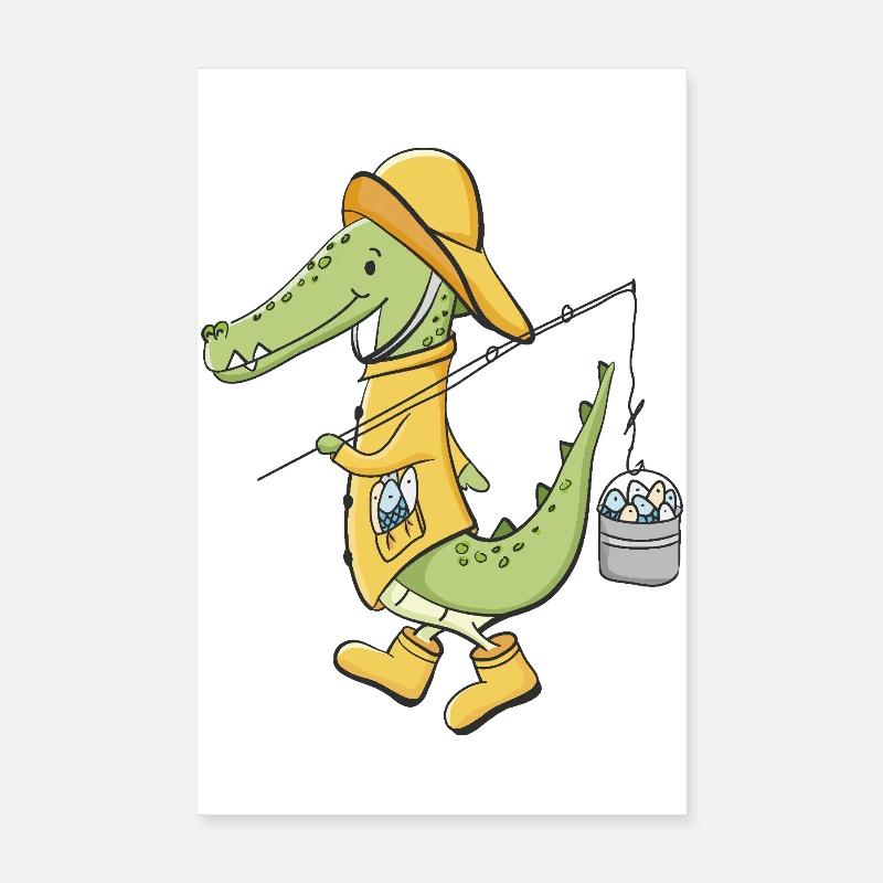 Crocodile angler in yellow coat Poster 8" x 12" (20x30 cm)