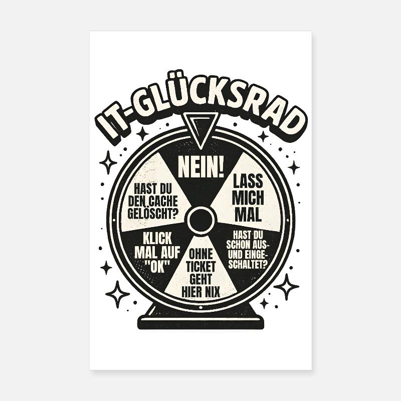 IT Support Glücksrad Service Desk IT Helpdesk - Poster 20x30 cm - Weiß