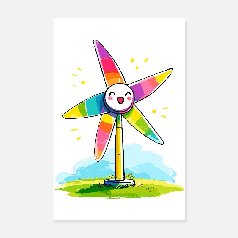 Regenbogenwindmühle Lächeln Poster 20x30 cm