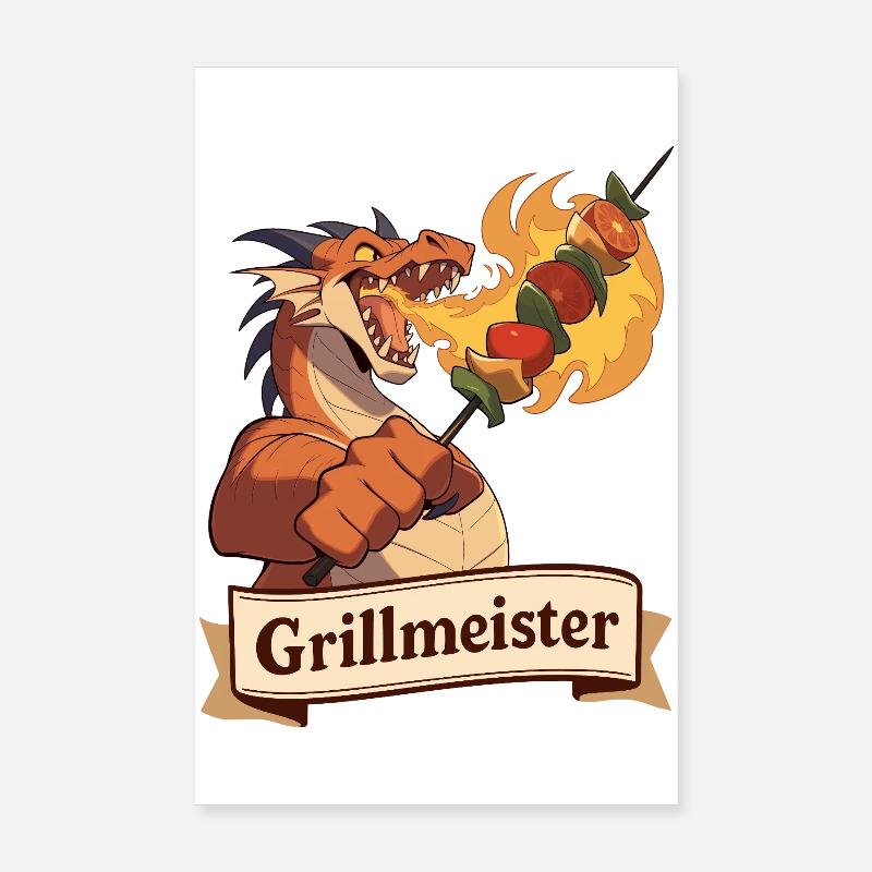 Vegetarian Grill Master Dragon Poster 8" x 12" (20x30 cm)