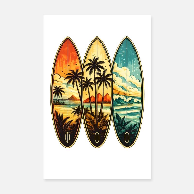 Triptyque Surf Tropique Poster 20 x 30 cm