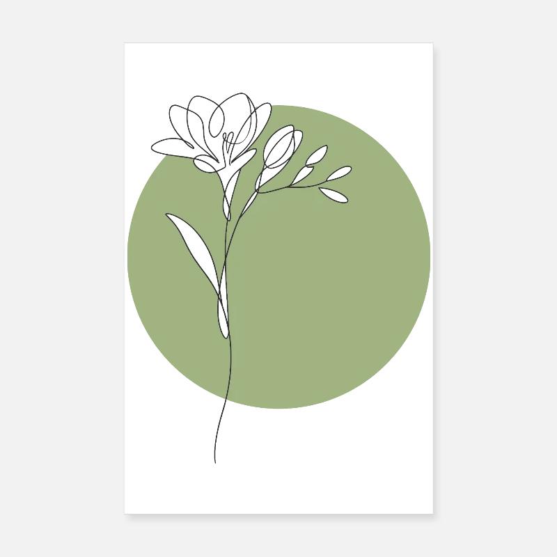 Freesia Line Art Floral Illustration Poster 8" x 12" (20x30 cm)